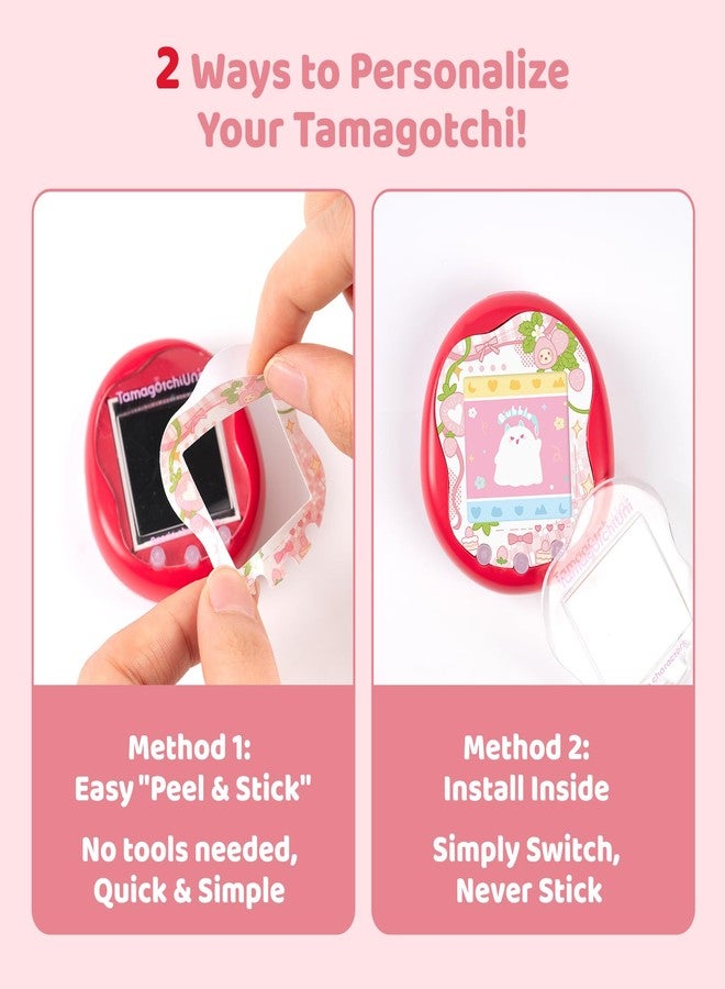 BUBBLELOGUS Strawberry Bubble Protective Case for Tamagotchi Uni, Soft TPU Silicone Cover with Faceplate & Charms Set, Anti-Scratch & Waterproof (Pink) - Image 4
